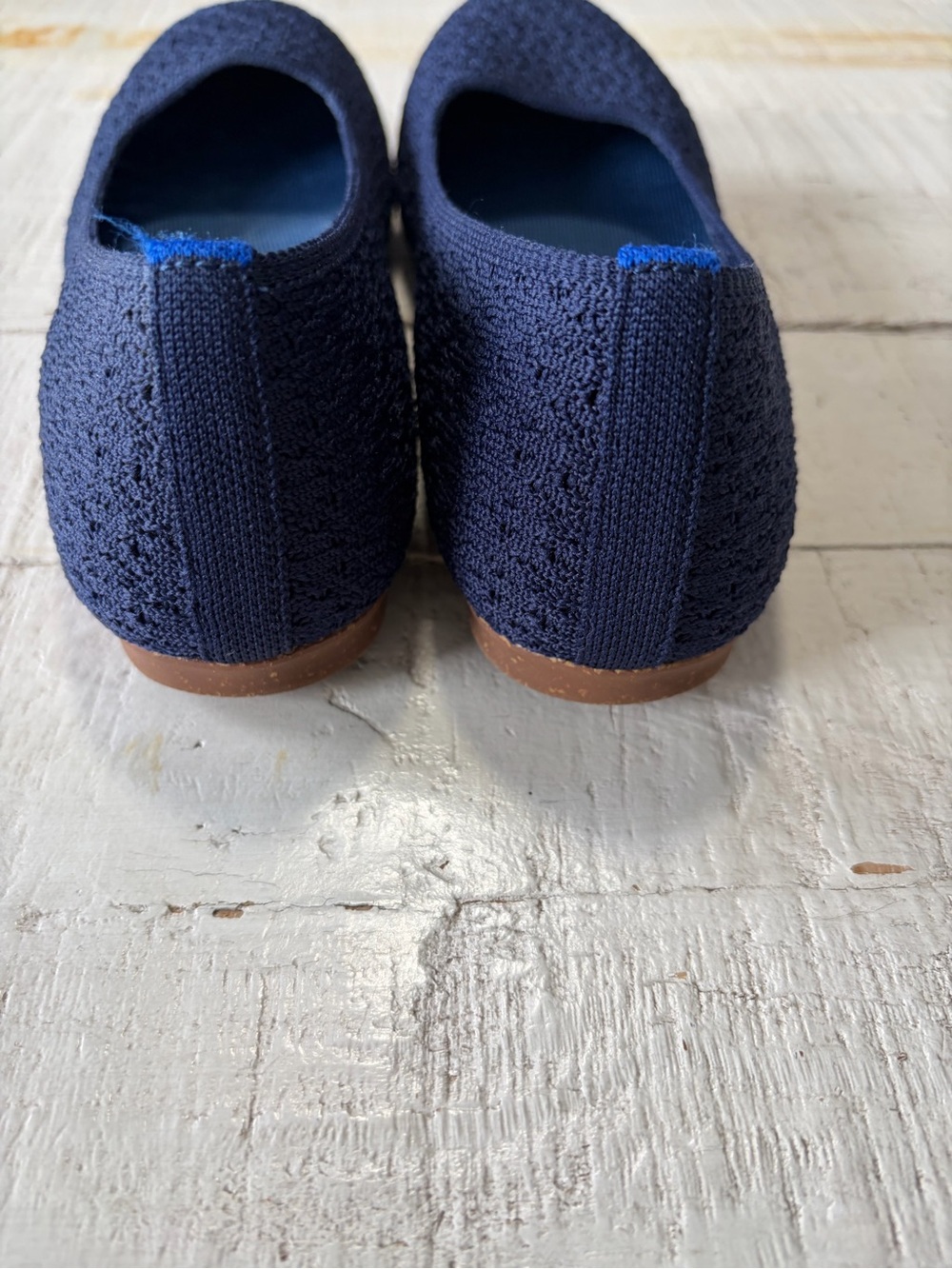 Rothy’s the Max Square in Deep Navy Crochet size 8.5 Knit Flats In Love Insoles - Picture 5 of 14